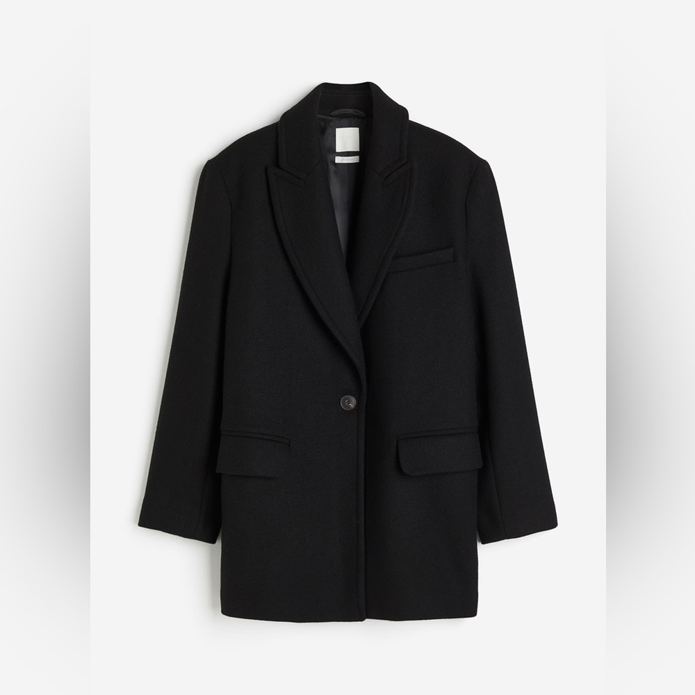 Wool-blend Blazer--Black